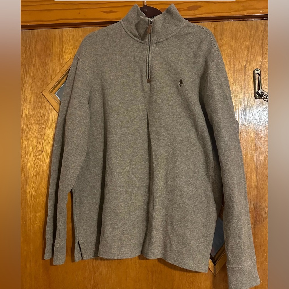 Polo by Ralph Lauren Men's Taupe Quarter-Zip Sweater
